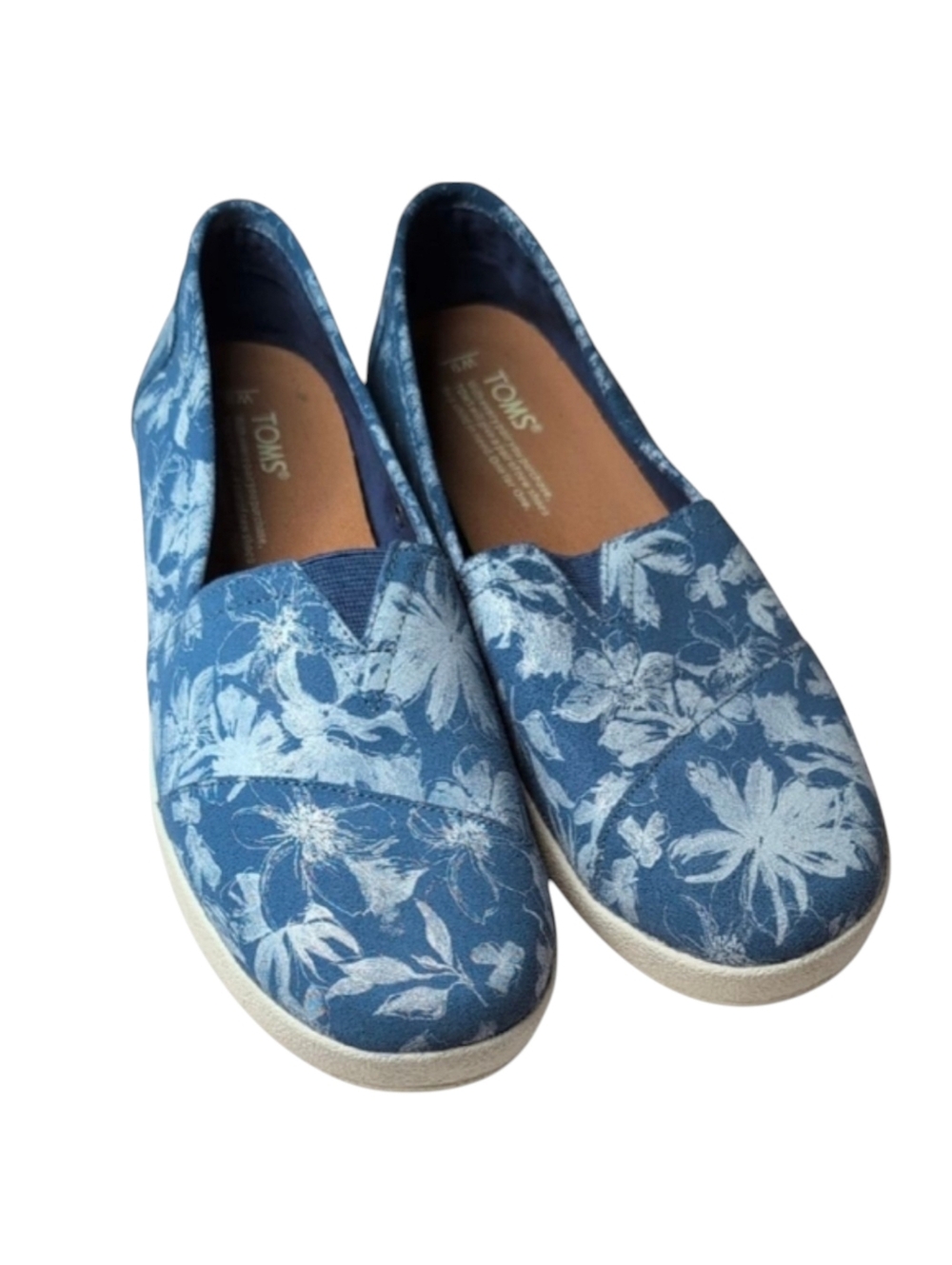 Toms Avalon Blue Floral Suede Slip-On Sneakers Size 9